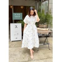 ราคา JUNIE SHOP เดรสเกาหลี เดรสยาวผ้าคอตต้อน ลายปักดอกไม้ทั้งตัว กระดุมหน้าใส่ง่าย มีสายผูกเอวแถมมาให้ด้วย ส่งฟรี (18107224173)