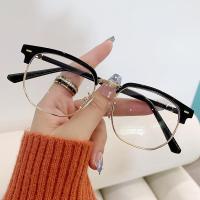 ราคา GENTLE MOSCOT Vintage Personality Eyeglasses Frame Men Business Casual Metal Half Frame Anti Blue Light Glasses Women (19718318310)