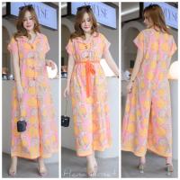 ราคา จั้มสูทไหล่ล้ำคอปก กระดุมหน้า ขายาว มีกระเป๋าล้วงข้าง ทรงปล่อย มีเชือกผูกโบว์ (20496069322)