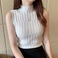 ราคา Cherry 476เสื้อท็อปแขนกุด ชนิดผ่าแขน ผ้าไหมพรม คอเต่า สีสวย ผ้าบาง ใส่สบาย ยืดตามตัว ผ้าไหมพรมแขนสั้น (10831312018)