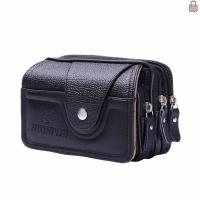 ราคา Multi function PU Leather Fanny Waist Bag Casual Mobile Phone Purse Pocket Male Outdoor Travel Sports Belt Bum Pouch (17380374669)
