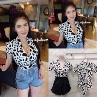 ราคา เสื้อบอดี้สูทไขว้หน้าแขนสั้นกระดุมแกะได้ (20445572669)