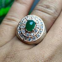 ราคา แหวนมรกต แซมเบียแท้ ล้อมเพชร แหวนเงินแท้ พลอยมรกตแซมเบีย 1 2กะรัต YTG 8123 (12415021198)