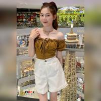 ราคา MesubShop เสื้อปาดไหล่ เสื้อไหมพรม โบว์หน้า เสื้อแขนตุ๊กตา เสื้อเปิดไหล่ ผูกโบว์หน้า เสื้อรูดๆ รุ่น B02 D503A (17425942362)