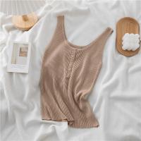 ราคา เสื้อกล้ามสายเดี่ยวผ้าถักเสื้อสูทผู้หญิงเสื้อแขนกุดรัดรูปใส่ด้านนอกออกแบบพิเศษสีเทาใส่ด้านในสีดำ (20714388843)