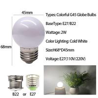 ราคา โคมไฟไฟ Led หลากสี B22 E27 Led 2W AC 220V SMD 2835ไฟฉาย G45การตกแต่งบ้านหลอดไฟกลม (20392654888)