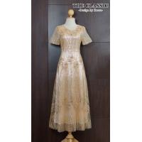 ราคา L 4XL The classic เดรสยาวปักมุก ใช้ผ้าเนื้อดีแต่งลายเพชร ปักดอกไม้มุก ชุดราตรี Premium Quality (972316534)