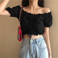 ราคา พร้อมส่ง 47055 เสื้อครอป ผู้หญิงแขนตุ๊กตา เสื้อครอปเปิดไหล่ เสื้อผ้าแฟชั่น เสื้อครอปสไตล์เกาหลี เสื้อครอปรูดหน้าได้ (13105769511)