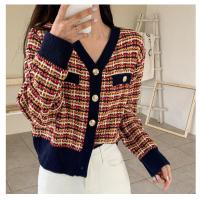 ราคา เสื้อคาร์ดิแกนถักแขนยาวทรงหลวมแบบเข็มถักหนาคอวีลดอายุชิคๆสไตล์เกาหลีเสื้อไหมพรมแบบสั้นเสื้อคลุมผู้หญิงสไตล์ชาแนลสำหรับฤดูใบไม้ผลิและฤดูใบไม้ร่วง (16933358016)