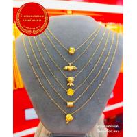 ราคา สร้อย แถม จี้ 1แถม1 สร้อยคอทองแท้75 ร้อมจี้ทอง99 99 หนัก 0 35 0 45 กรัม (8970266653)