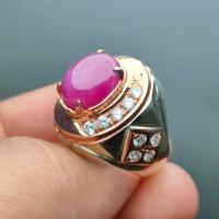 ราคา แหวนเงินแท้ ประดับพลอยทับทิมแอฟริกา แหวนชาย แหวนพลอยทับทิมแท้ แหวนพลอยหลังเบี้ย ทรงสวย ล้อมเพชร แกะสลักลายกรีช รหัสNY221 (16465732016)
