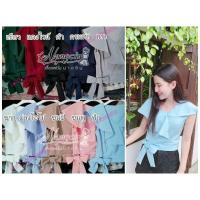 ราคา ครอปผูกโบว์ข้าง เสื้อเที่ยว ผ้าฮานาโกะ (18918814083)