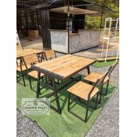 ราคา ชุดโต๊ะ ชุดโต๊ะเก้าอี้ โต๊ะทานอาหารพร้อมเก้าอี้ 4 ที่นั่ง โต๊ะ เก้าอี้ ขาเหล็กทรง A ท็อปไม้ยางพาราประสาน ไม้จริง (12562267449)