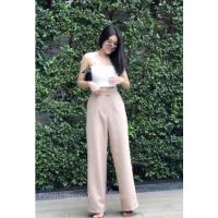 ราคา กางเกงทรงขากระบอกเอวสูงเอวขอบเอวป้ายจีบหน้ามีกระเป๋าS L (19467667639)