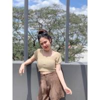 ราคา ROPE TOP เสื้อครอปไหมพรหมร้อยเชือกโชว์หลัง พร้อมส่ง (15768112831)
