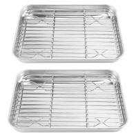 ราคา 2X 9 Inch Toaster Oven Tray and Rack Set Small Stainless Steel Baking Pan with Cooling RackDishwasher Safe Sheet (14960272624)