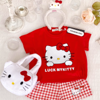 ราคา Sanrio ชุดกางเกงขาสั้นลายเด็กผู้หญิงแขนสั้นสำหรับฤดูร้อนชุดกางเกงขาสั้นลาย Hello Kitty ของฉัน Melody Kuromi Cinnamoroll เสื้อยืดผ้าฝ้ายของขวัญสำหรับเด็ก (20237558617)