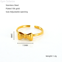 ราคา Cross border ยุโรปและอเมริกา 2023 ใหม่สแตนเลส 18K Gold Plated แหวนเปิดโบว์ออกแบบแหวนผู้หญิง (20713917053)