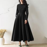 ราคา ZANZEA Women Fashion Long Sleeve Round Neck High Waist Slim Maxi Dress (13557243932)
