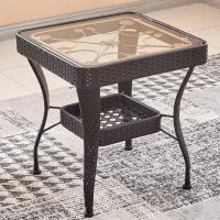 ราคา โต๊ะสนามกระจก โต๊ะกาแฟกลางแจ้ง Patio Round Bistro Table กลม Metal Frame Tempered Glass Top For Balcony Backyard Lawn Balcony Pool (20456227470)