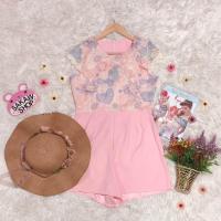 ราคา จั๊มสูทขาสั้นปักดอกไม้ 3 มิติ ปักลูกไม้แน่นๆ ผ้า ZARA พร้อมส่ง (20600183282)