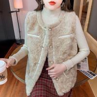 ราคา เสื้อกั๊กขนแกะสไตล์ชาแนลเสื้อกั๊กผู้หญิงเสื้อกั๊กแขนกุดขนเฟอร์แบบชิ้นเดียวทรงหลวมแบบใหม่ฤดูใบไม้ผลิและฤดูหนาวเสื้อกั๊กเสื้อคลุม (20714427004)