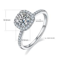 ราคา Mishangjewelry Square bag S925 silver platinum plated Mosan diamond ring 1 carat D grade (19350782344)