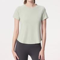 ราคา Lulu New Yoga Sports Short Sleeve Classic Crewneck Mesh Panel Soft Material Running Top DX716 (17836977722)