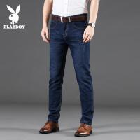 ราคา ผ้าฝ้าย Playboy ฤดูใบไม้ผลิและ Summer Slim กางเกงยีนส์แฟชั่นของผู้ชายหลวมตรงขาแฟชั่นเกาหลี All Match กางเกงยืด (9538401634)