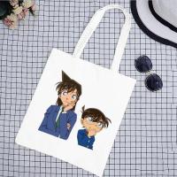 ราคา กระเป๋าช้อปปิ้งผู้หญิงพิมพ์คู่สีขาว Eco Casual อะนิเมะนักสืบโคนันกระเป๋านักช้อปกระเป๋าผ้าแคนวาสผู้หญิงกระเป๋าถือมังงะผู้หญิง (20145847031)