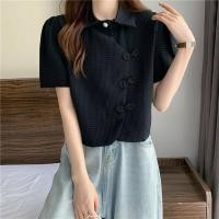 ราคา เสื้อโปโลแขนสั้นมีกระดุมสำหรับผู้หญิงเสื้อเอวลอยฤดูร้อน (17939410584)