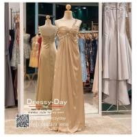 ราคา ชุดราตรีออกงาน ชุดราตรียาว ชุดราตรียาวไหล่เฉียง ชุดไปงานแต่งกลางคืน คนอ้วนใส่สวย PF063 2XL GLD ทอง (8570136430)