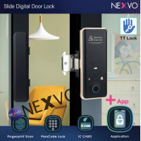 ราคา Digital door lock กลอนประตูดิจิตอล รุ่น RL01 ใช้กับ ประตู บานเลื่อน สีดำ เปิดได้ด้วย TTLock Application Fingerprint Password IC Card (21070341188)