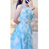 ราคา ชุดเดรสยาวคอไขว้สีฟ้าปนขาวสวยน่ารัก (20914891900)