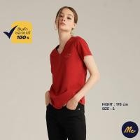ราคา Mc Jeans เสื้อยืดแขนสั้นผู้หญิง คอวี สีแดง MTSZ937 (16329104864)