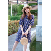 ราคา ชุดเดรสผ้าฝ้ายพื้นเมือง ทรงตรง แขนบอลลูน เดรสมินิมอล เดรสเกาหลี (13231846894)