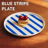 ราคา จานเซรามิค Sardine Blue White Stripe Plate ขนาด 10 นิ้ว (20974029489)