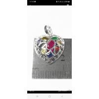 ราคา จี้เงินเเท้92 5 หัวใจ ล้อมนพเก้าพลอย พร้อมส่ง (21206287187)