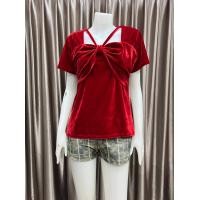 ราคา เสื้อกำมะหยี่ โบว์หน้าอก คล้องคอ อก 36 38 นิ้ว สวยเก๋ ผ้านิ่มเด้ง ใส่สบาย ไม่ร้อนค่ะ (21086151185)