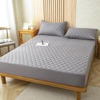 ราคา เตียงนุ่มผ้าปูที่นอนกันน้ำผ้าปูที่นอนพอดีผ้าคลุมที่นอนสีเทา ขาว (21096167007)