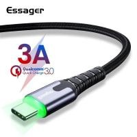 ราคา Essager LED USB ประเภท C ชาร์จไฟรวดเร็วสายไฟ USB C สายเคเบิลสำหรับ Xiaomi A1 A2 A3 Mi6 Mi8 Mi9 Pocophone F1 Redmi หมายเหตุ 7 Samsung S8 Note9 S10 A30 A50 huawei P9 Nova 34Nexus 5X6 PLG G5OnePlus 2 HTC