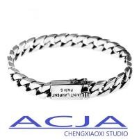 ราคา คู่รักฮิปฮอปแนวเรโทรแนวเงินสเตอร์ลิงแบบเรียบง่ายกำไลเงินแบบไทย S925ผู้ชายและผู้หญิง (19996359162)