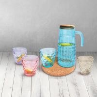 ราคา ชุดเหยือกน้ำพร้อมฝาครอบพร้อมแก้ว 4 ใบ Glass Jar Set (18075930851)