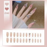 ราคา 24ชิ้นของก็อปคุณภาพสูง NaiIs กับ GIue สั้น Iong เล็บปลอม A Rt Lce Camellia แป้งไข่มุกเล็บโปร่งใส (20826404605)