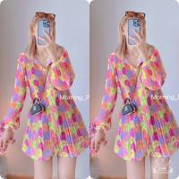 ราคา มินิเดรสอัดพลีทลายดอกผ้าชีฟอง (19130532753)