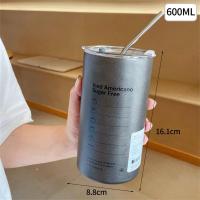 ราคา แก้วเก็บความเย็น แก้วกาแฟ 304 สเตนเลส พร้อมหลอดดูด กระติกเก็บความเย็น สแตนเลส แก้วสแตนเลส ขนาด 600 มล หลอดสแตนเลส (20257300284)