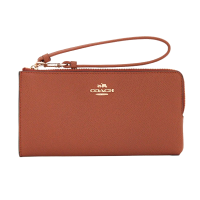 ราคา กระเป๋าสตางค์ COACH แท้ หนังแท้ หนังฟอกแบบกันรอยขีดข่วน มีสายคล้องมือ ช่องเยอะ COACH 52549 Refined Grain Leather Zippy Wallet Saddle (20962727931)