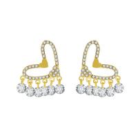 ราคา WHC Jewelry Fashion Gold Plated Inlaid Diamond Shiny Zircon Tassel Heart Earrings for Women (20444457161)