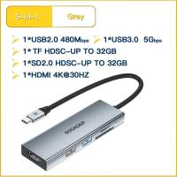 ราคา Essager 5 in 1 USB ฮับ C HDMI 4K Docking Station Splitter สำหรับ Macbook Adapter สำหรับแล็ปท็อป USB 3 0 Type C (21171233996)