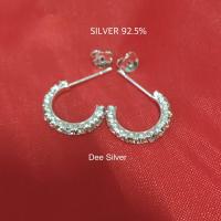 ราคา ต่างหูเงินแท้ 92 5 ฝังเพชรCzครึ่งวงกลม (20102234000)
